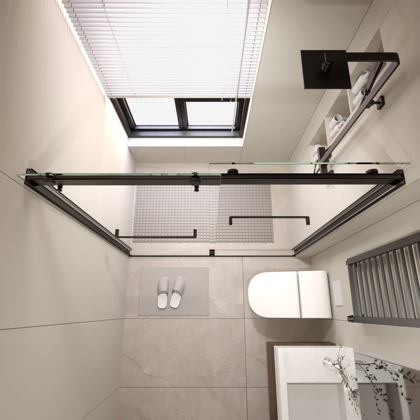 Frameless Shower Door,Royal Guard 60" W x 74" H Double Sliding Door with 5/16" SGCC Tempered Clear Glass,Matte Black